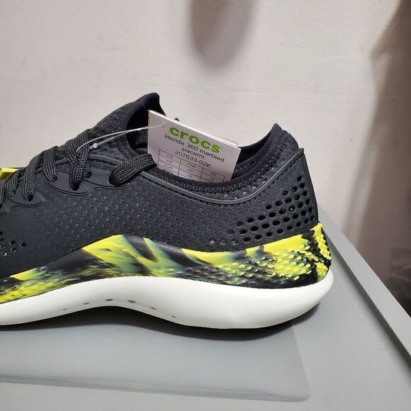 Crocs Men's Sz 9 LiteRide 360 Marbled Pacer Shoes 207633-02K Black/Yellow NWT - Picture 4 of 15